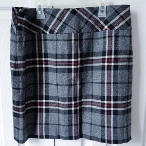 Eddie Bauer Black, Gray, White and Red Plaid Wool Mini Skirt | Women’s Size 6